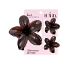eCarla – Set mit drei blumenförmigen Haarspangen, schokoladenbraun, SP427 
