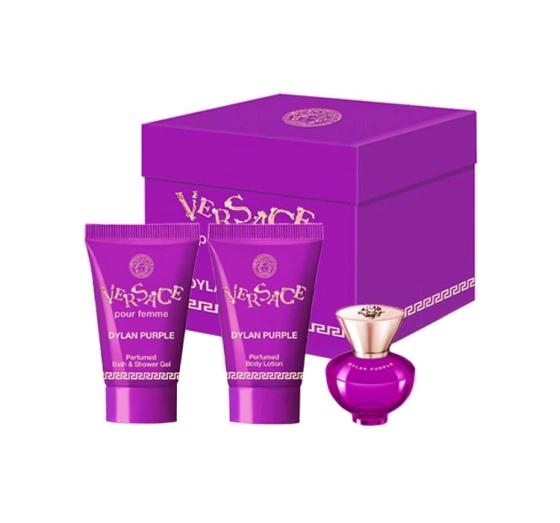 VERSACE DYLAN PURPLE POUR FEMME EDP SPRAY 5ML + BL 25ML + SG 25ML SET
