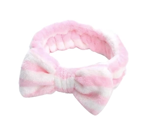 eCarla Kosmetik-Stirnband mit gestreifter Schleife OPK18RB Rosa