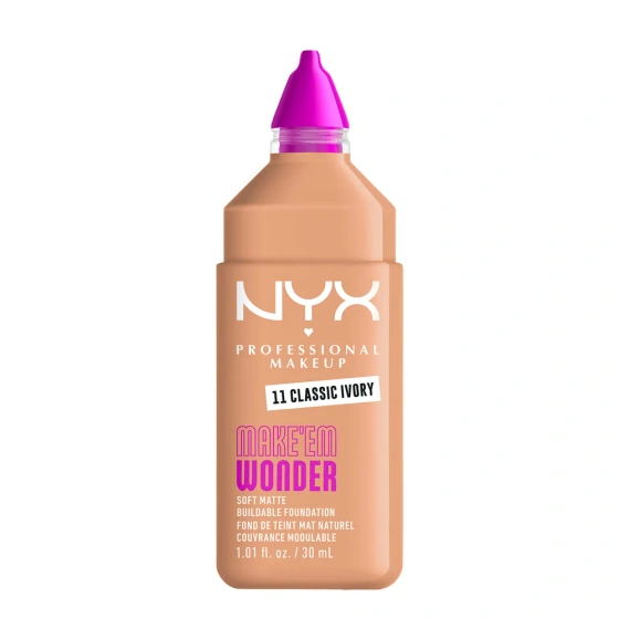Kliknij na zdjęcie, aby je powiększyć NYX Professional Makeup Make 'Em Wonder Leichte mattierende Foundation 11 Classic Ivory 30 ml