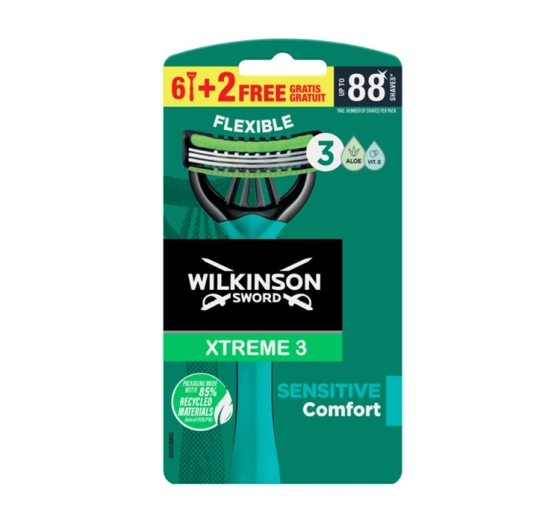 Kliknij na zdjęcie, aby je powiększyć WILKINSON SWORD XTREME3 SENSITIVE EINWEGRASIERER FÜR MÄNNER 8 STÜCK