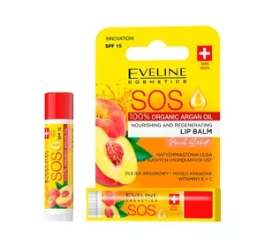 EVELINE SOS ARGAN OIL NÄHREND-REGENERIERENDER LIPPENBALSAM SPF15 PEACH SORBET