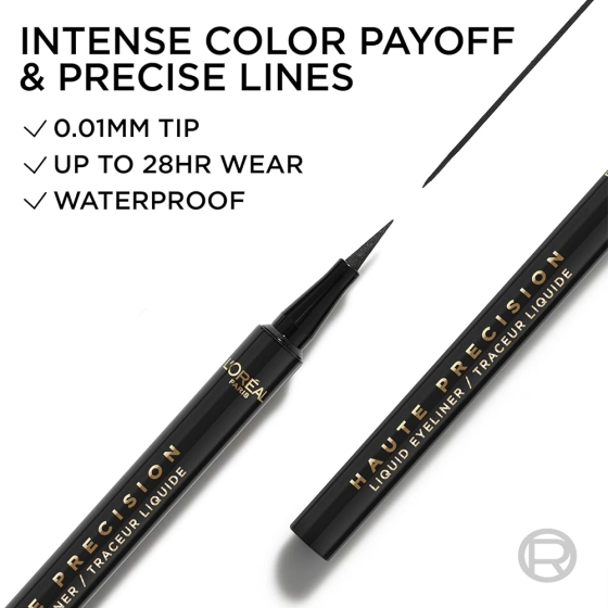 Kliknij na zdjęcie, aby je powiększyć L'Oréal Paris Haute Precision Wasserfester flüssiger Eyeliner im Stift 010 Black Silk / Noir Silk 1 ml