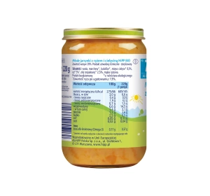 HiPP Bio Menü nach dem 7. Monat – Junges Gemüse mit Reis und Kalbfleisch 220g