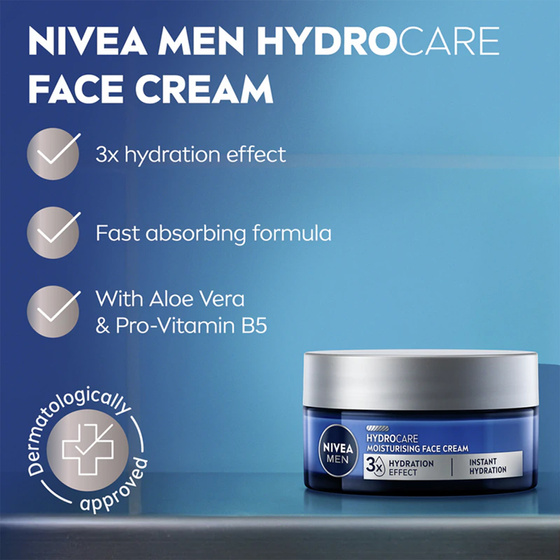 NIVEA MEN HydroCare Intensiv feuchtigkeitsspendende Gesichtscreme mit Aloe Vera für Männer 50 ml