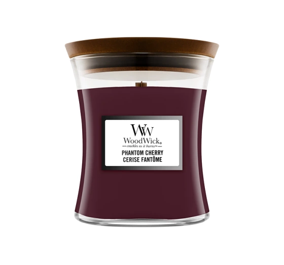 Kliknij na zdjęcie, aby je powiększyć Woodwick Medium Jar Candle Duftkerze Phantom Cherry 275 g