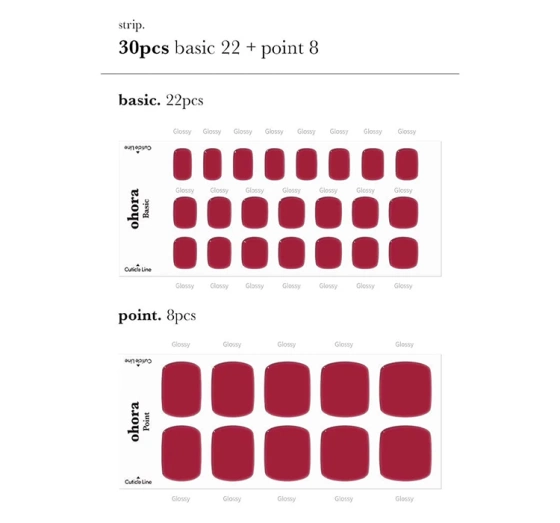 Ohora Hybrid-Nagelsticker Pedicure Tint Burgundy