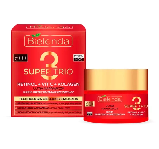 BIELENDA SUPER TRIO ULTRA REPARIERENDE ANTI FALTEN CREME FÜR TAG UND NACHT 60+ 50ML