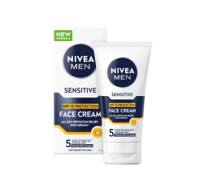 NIVEA MEN Sensitive Schutzcreme für das Gesicht LSF 15, 75 ml