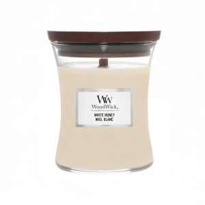 Woodwick Medium Jar Candle – mittelgroße Duftkerze „White Honey“, 275 g