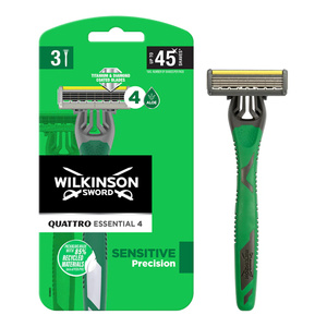 Wilkinson Sword Quattro Essential 4 Sensitive Precision Einwegrasierer für Männer, 3 Stück