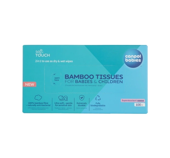 Canpol Babies Soft Touch – trockene Bambus-Feuchttücher für Babys und Kinder, 100 Stück