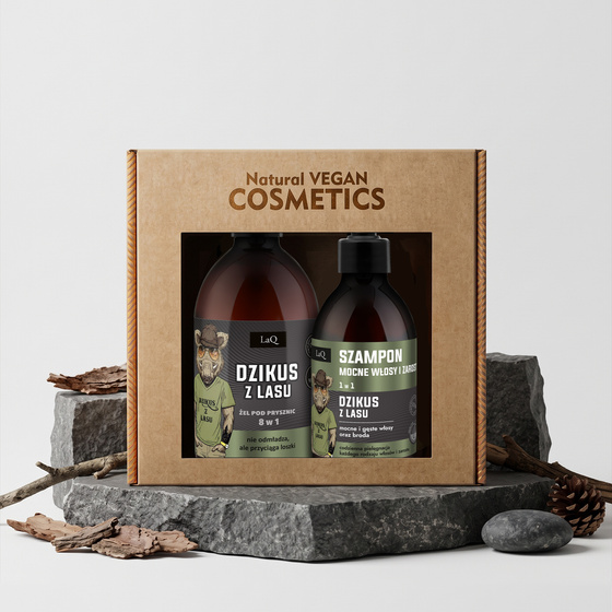 LaQ Dzikus z Lasu Geschenkset für Männer Duschgel 8in1 500 ml + Haarshampoo 300 ml