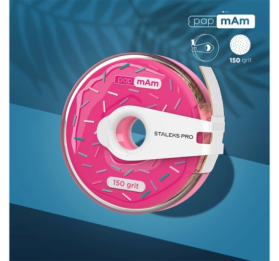Kliknij na zdjęcie, aby je powiększyć Staleks Pro Weiße Schleifband papmAm Expert 150 grit in Kunststoffbox 7 m