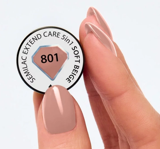 Kliknij na zdjęcie, aby je powiększyć SEMILAC EXTEND CARE 5IN1 HYBRIDLACK BASIS TOP 801 SOFT BEIGE 7ML