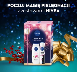 NIVEA Delicate Geschenkset mit Körperpflege-Kosmetik für Frauen Duschgel + Antitranspirant Spray