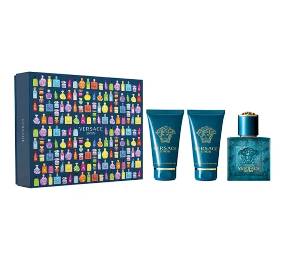 Versace Eros Eau de Toilette Spray 50 ml + Duschgel 50 ml + Aftershave-Balsam 50 ml