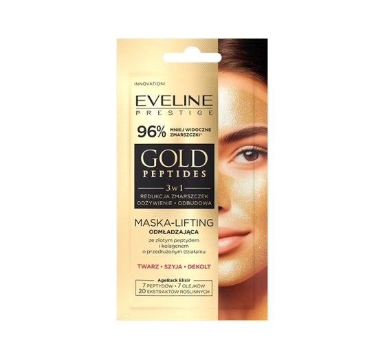 Kliknij na zdjęcie, aby je powiększyć Eveline Gold Peptides 3-in-1 Anti-Aging Liftingmaske 8 ml
