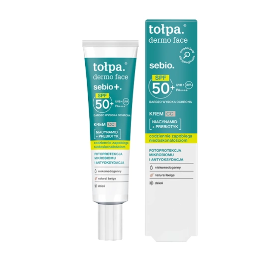 Kliknij na zdjęcie, aby je powiększyć Tołpa Dermo Face Sebio CC-Creme SPF50+ Natural Beige 40ml