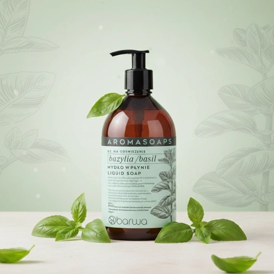 Barwa Aromasoaps Erfrischende Flüssigseife für Hände und Körper Basilikum 500 ml
