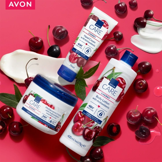 Kliknij na zdjęcie, aby je powiększyć Avon Care Cherry Multipurpose Cream with Antioxidants Universelle Gesichts-, Hand- und Körpercreme 400 ml