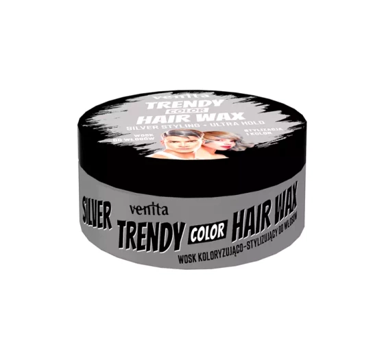 Kliknij na zdjęcie, aby je powiększyć VENITA TRENDY COLOR HAIR WAX – FARB- UND STYLINGWACHS FÜR DAS HAAR, SILVER, 75 g