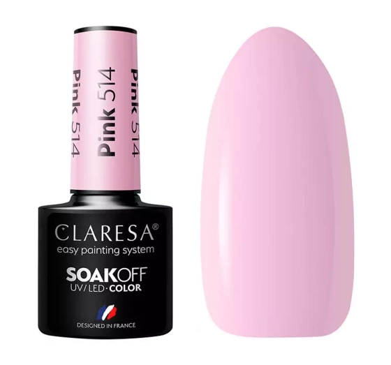 Kliknij na zdjęcie, aby je powiększyć CLARESA SOAK OFF HYBRIDLACK PINK 514 5ML