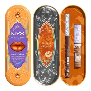 NYX Professional Makeup Bridgerton Royal Treasures Lip Kit 06 Lippen-Make-up-Set Royal Butter Gloss Pout and About 8 ml + Royal Lip Liner Toffee Temptation 0,33 g