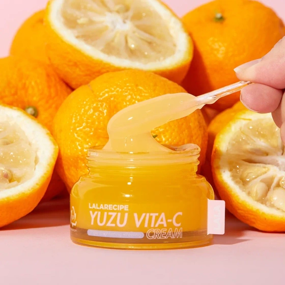 LalaRecipe Yuzu Vita C Cream – aufhellende Gesichtscreme mit Vitamin C und 5 % Niacinamid, 50 ml