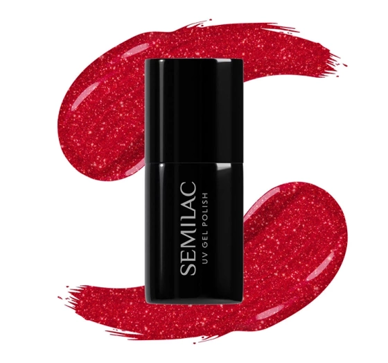 SEMILAC UV HYBRID NAGELLACK GLITTER RED 025