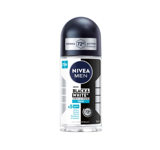 Kliknij na zdjęcie, aby je powiększyć NIVEA MEN INVISIBLE BLACK WHITE ANTITRANSPIRANT ROLL ON 50ML