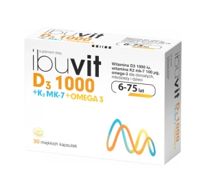 Ibuvit D3 1000 + K2 MK-7 Omega-3-Nahrungsergänzungsmittel für Kinder, Jugendliche und Erwachsene, 30 Kapseln