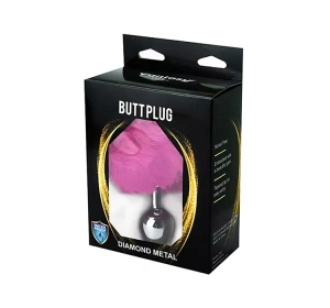 Fantasy Toys Metall-Analplug mit Pompon, rosa