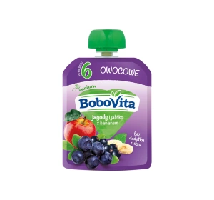 BoboVita Fruchtmus ab dem 6. Monat – Beeren und Apfel mit Banane, 80 g