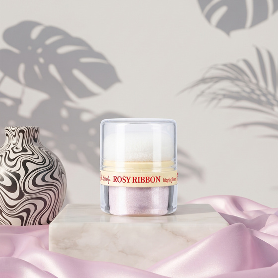 Kliknij na zdjęcie, aby je powiększyć Lovely Rosy Ribbon Highlighter – loser Highlighter für Gesicht und Körper mit integriertem Döschen, 2 g