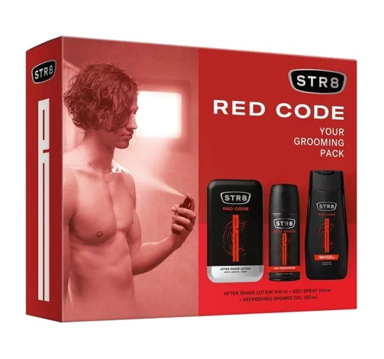 STR8 Red Code Aftershave 100 ml + Deodorant Spray 150 ml + Duschgel 250 ml
