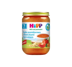 HiPP Bio Menü im Gläschen nach dem 7. Monat – Tomatensuppe mit Nudeln und Hähnchen 190g