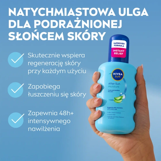 Kliknij na zdjęcie, aby je powiększyć NIVEA SUN After Sun Moisture Feuchtigkeitsspendendes After-Sun-Spray 200 ml