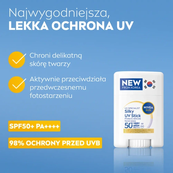 NIVEA SUN UV Specialist Silky UV Stick Sonnenstick für das Gesicht SPF 50+ PA++++ 15 g