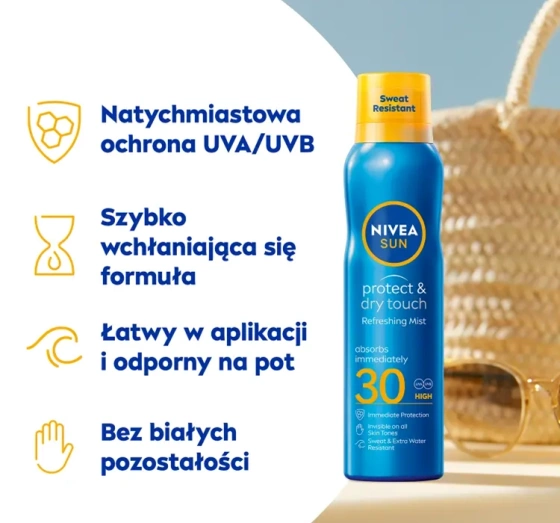 NIVEA SUN PROTECT & DRY TOUCH SONNENSCHUTZBALSAM IM SPRAY SPF30 200ML