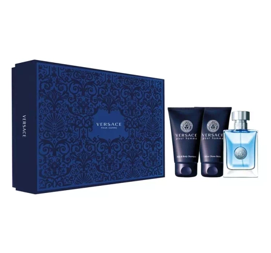 Versace Pour Homme Eau de Toilette Spray 50 ml + Haar- und Duschshampoo 50 ml + Aftershave-Balsam 50 ml