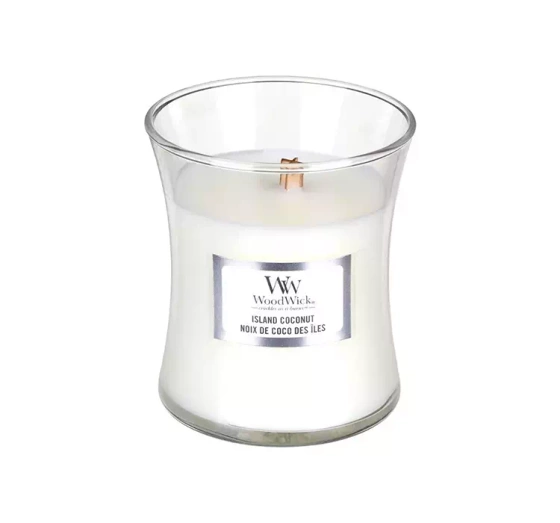 Kliknij na zdjęcie, aby je powiększyć WOODWICK SMALL JAR CANDLE DUFTKERZE ISLAND COCONUT 85G