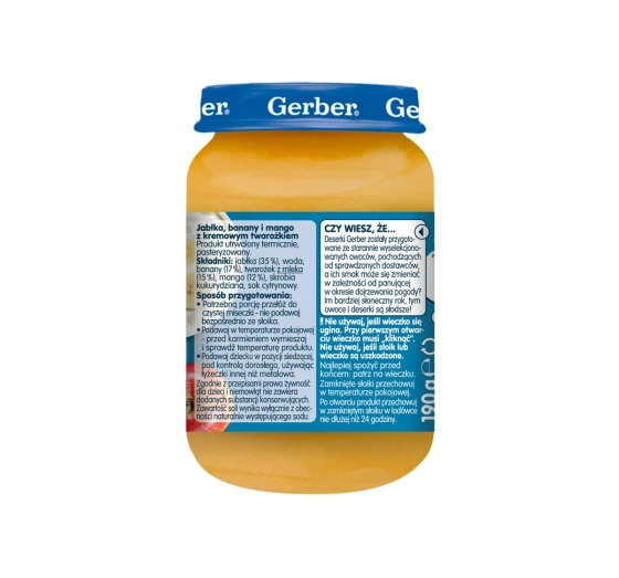 Gerber Früchte-Dessert mit Äpfeln, Bananen und Mango mit cremigem Quark 190g