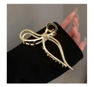 eCarla – dekorative Haarspange in Form einer Schleife, aus Metall, SP328, goldfarben