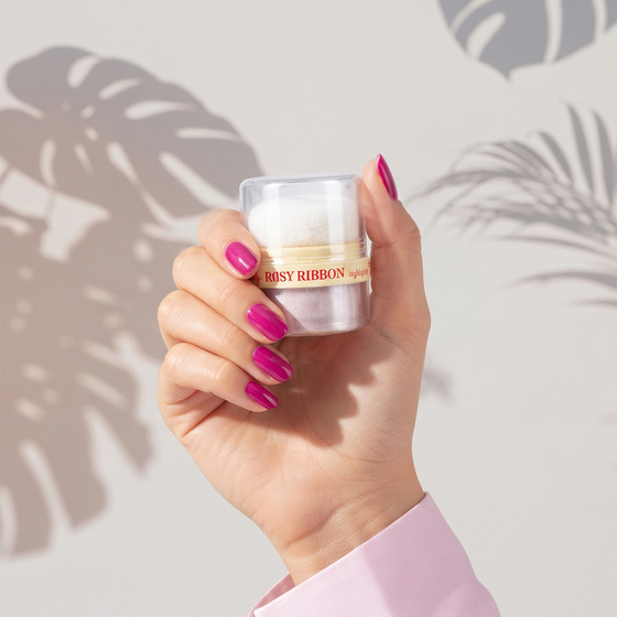 Kliknij na zdjęcie, aby je powiększyć Lovely Rosy Ribbon Highlighter – loser Highlighter für Gesicht und Körper mit integriertem Döschen, 2 g