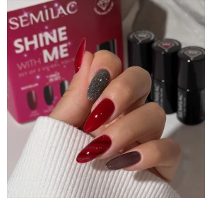 Semilac Shine With Me Hybrid-Set 592 Jelly Cherry 7 ml + 958 Jelly Blackberry 7 ml + 959 Disco Black 7 ml