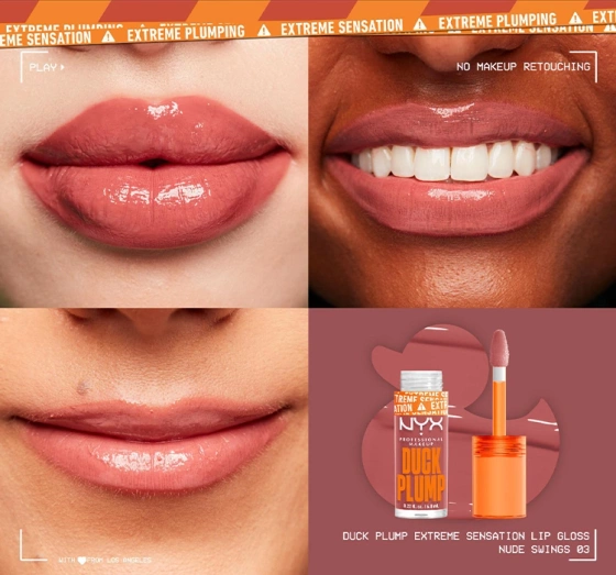 NYX Professional Makeup Duck Plump Lip Gloss zur Lippenvergrößerung 03 Nude Swings 7 ml
