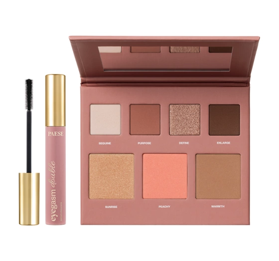 Paese Double Glow Look Make-up-Geschenkset Wimperntusche 2in1 Eyegasm Double Serum Mascara 9 ml + Palette Get The Glow Look 16 g