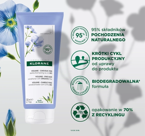 Klorane Conditioner für feines Haar mit Bio-Leinsamen 200 ml