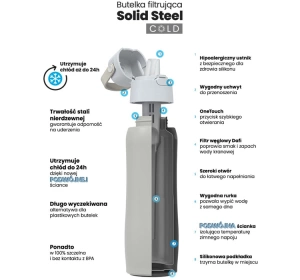Dafi Solid Steel Cold Thermische Filterflasche mit Aktivkohlefilter 0,5 l Perlenweiß